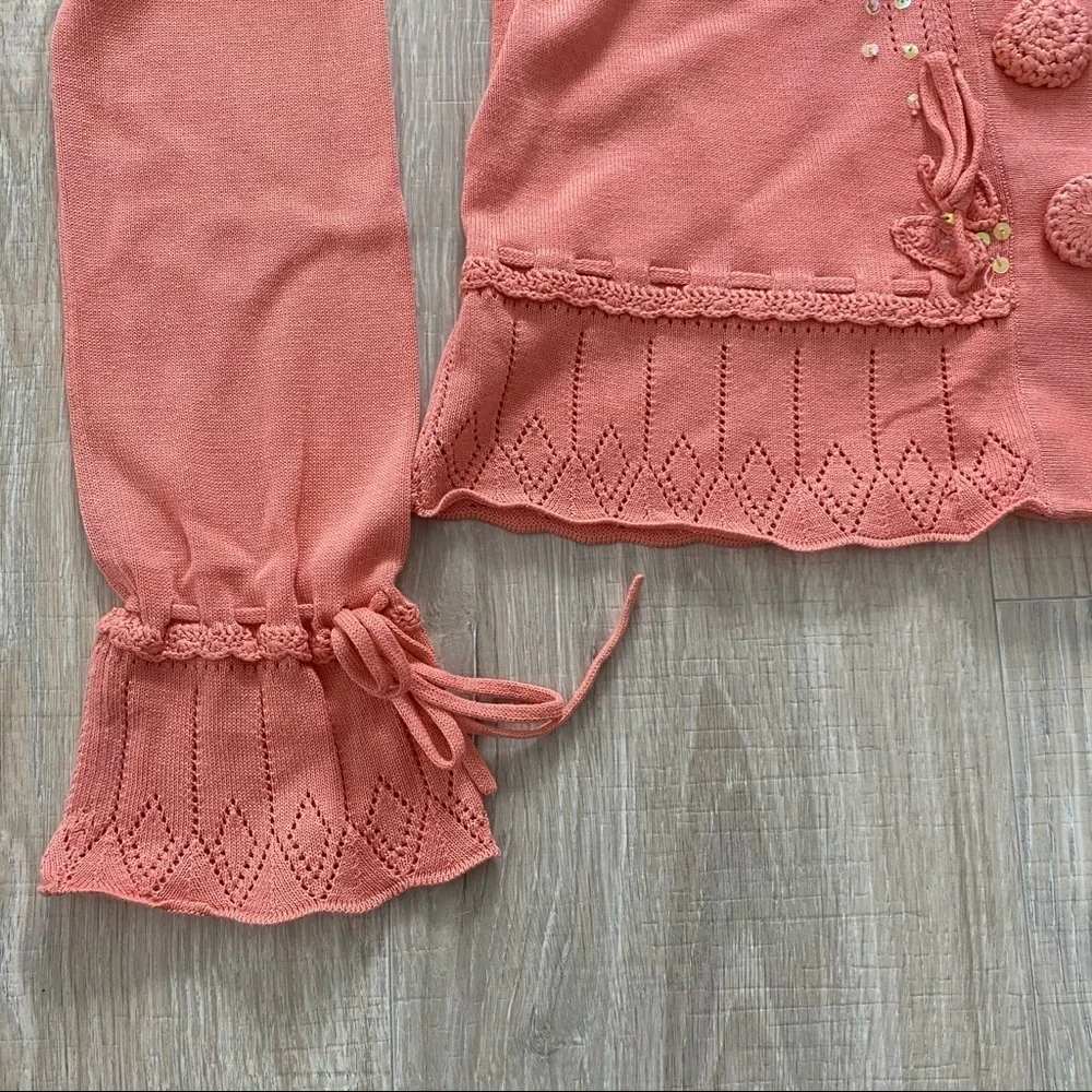 ⭐️3/$25 Bobby Chan Coral Silk Blend Cardigan Sz S - Picture 4 of 7